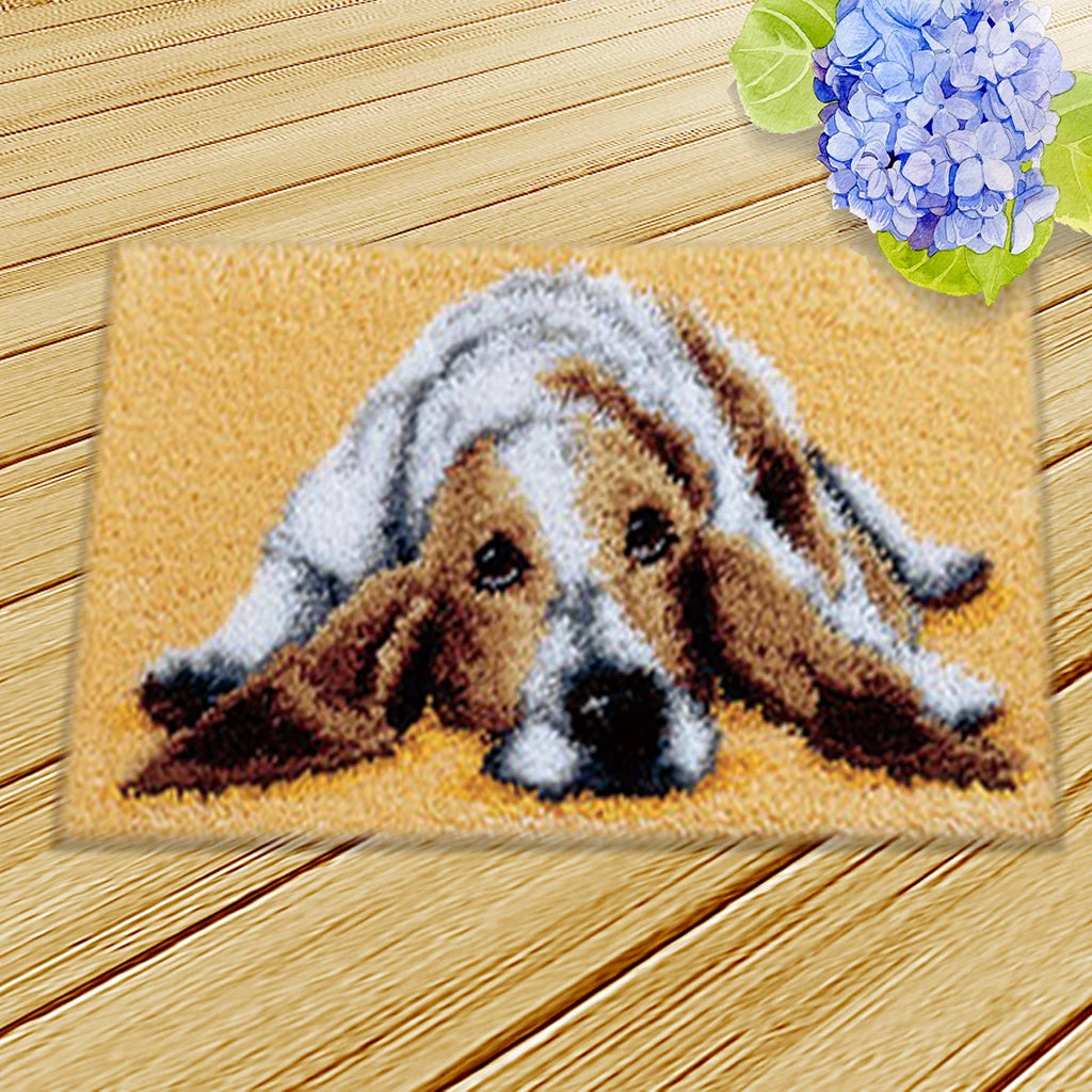 Latch Hook Rug Making Kits for Beginners Flower Ladybug Dog Cat Wolf Embroidery