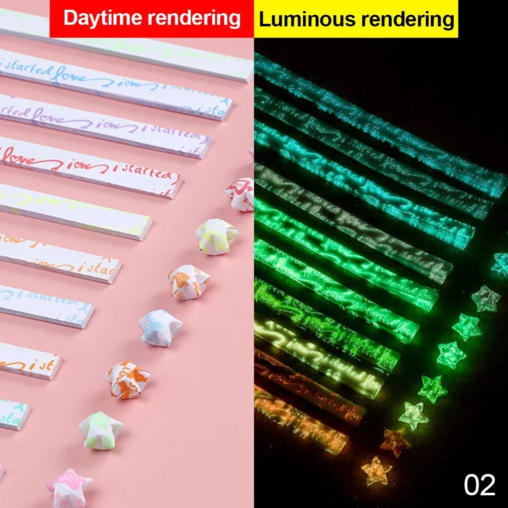210 Sheets Luminous Origami Stars Paper Strips Lucky Star Decor Folding Paper Craft Paper DIY Arts Crafting Supplies