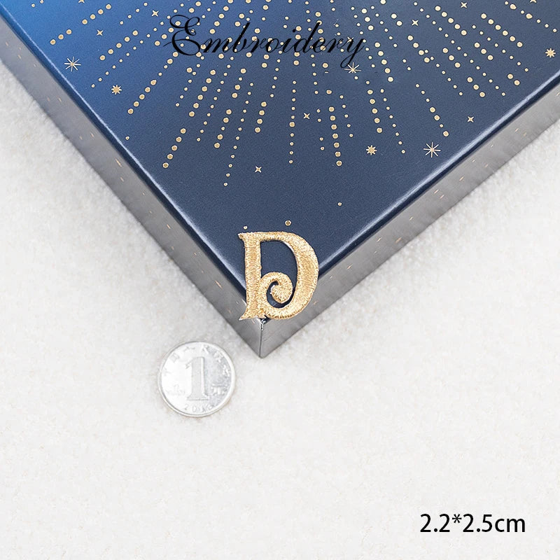 A-Z Exquisite Golden English Letters Patches Iron On Applique For Clothing DIY Accessory Iron Patches For Wedding Decoration