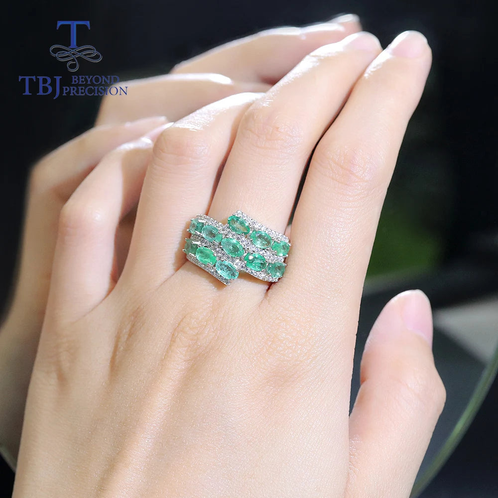 Luxury Natural Zambian emerald Rings 925 sterling Silver fine quality green gems Fine jewelry for women anniversary gift