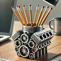 Cool Pen Holder V8 Car Engine Pen Holder Unique Stationery Organizer for Home Office Decor Desktop Ornament with Auto Engine