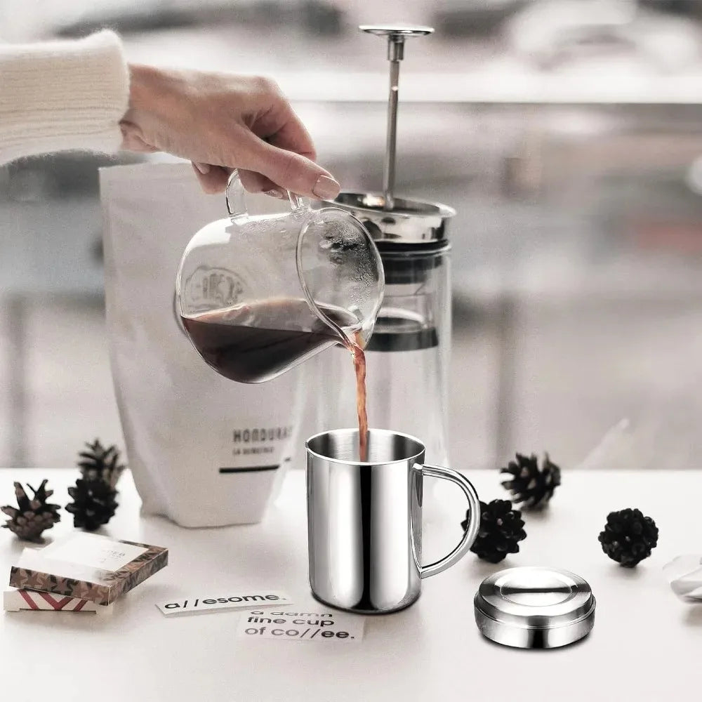 Stainless Steel Cup with Handle Easy To Clean and Reusable Suitable for Office Outdoor Camping Portable Water Cup 300/400ml