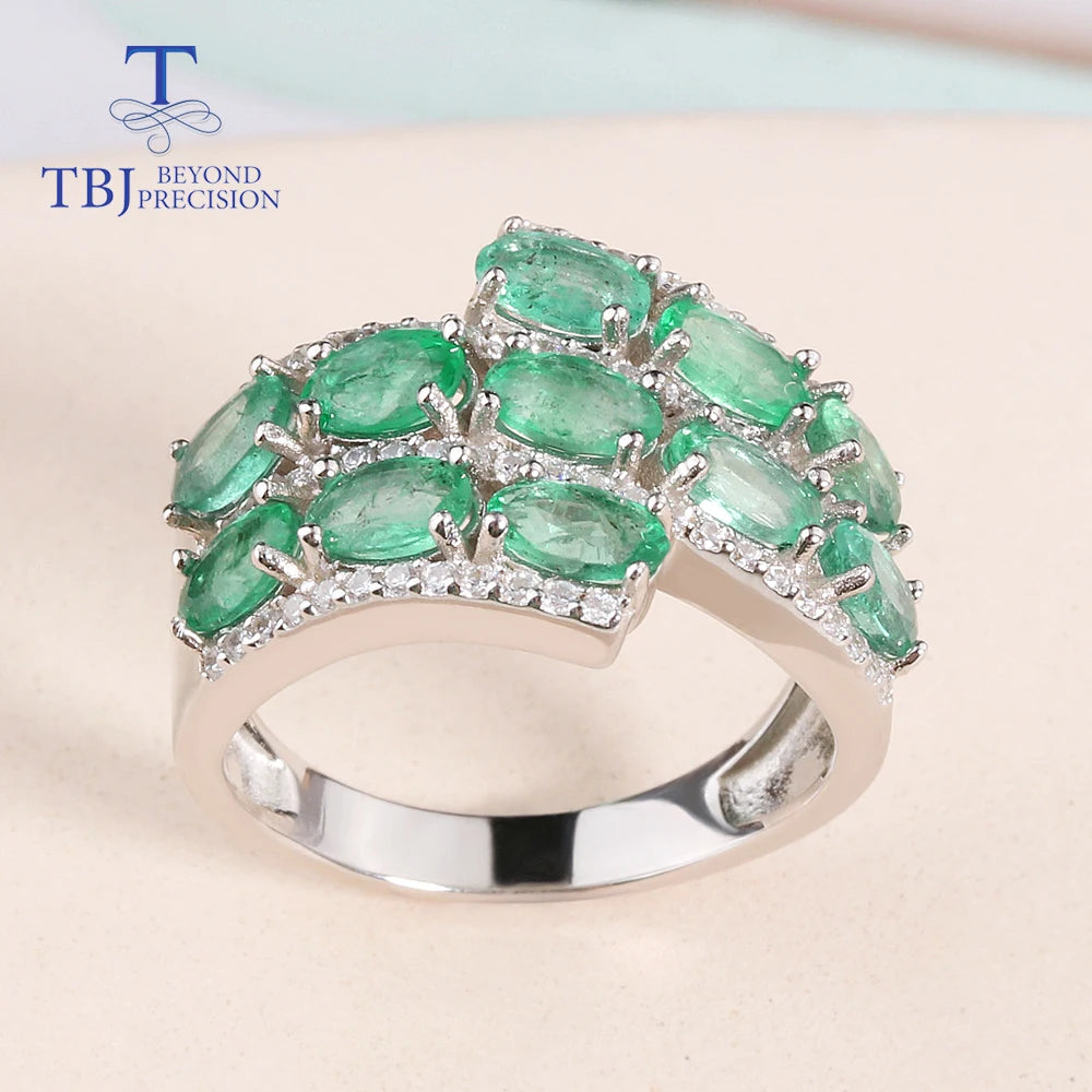 Luxury Natural Zambian emerald Rings 925 sterling Silver fine quality green gems Fine jewelry for women anniversary gift
