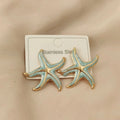 Charming starfish colored enamel gold-plated 18K women's earrings, high quality waterproof earrings, wife's gift