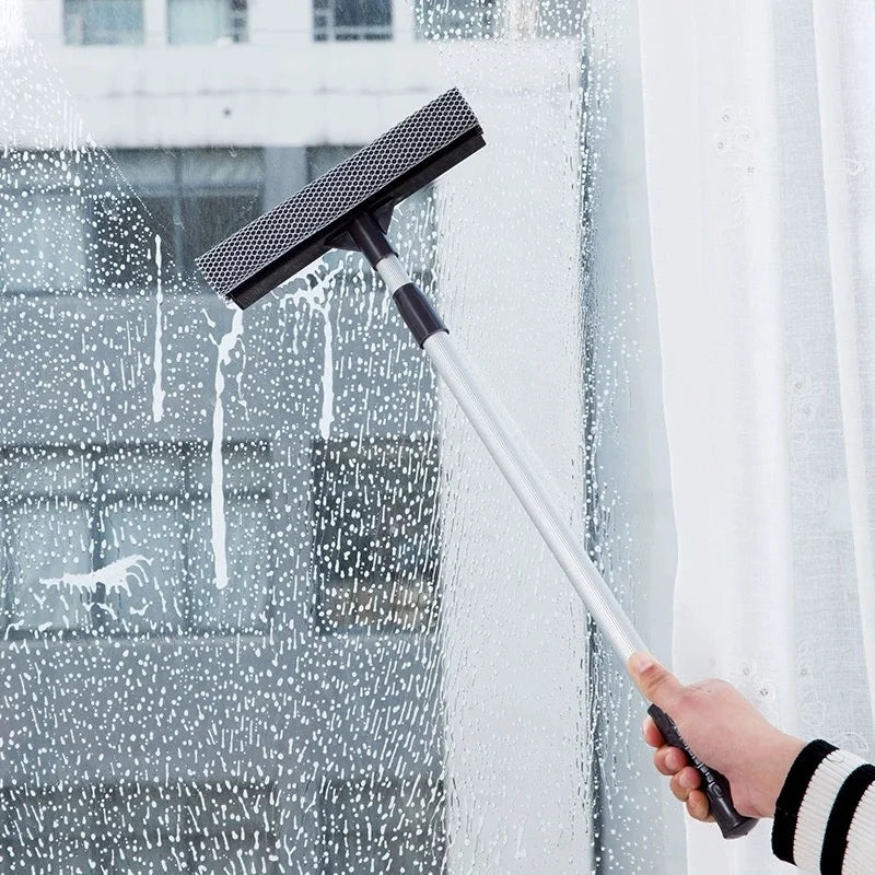 Window Cleaning Brush Bathroom Mirror Glass Wiper Car Cleaning Tool Sliding Door Shower Glass Door Clean Adjustable Long Handle