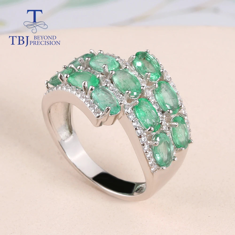 Luxury Natural Zambian emerald Rings 925 sterling Silver fine quality green gems Fine jewelry for women anniversary gift