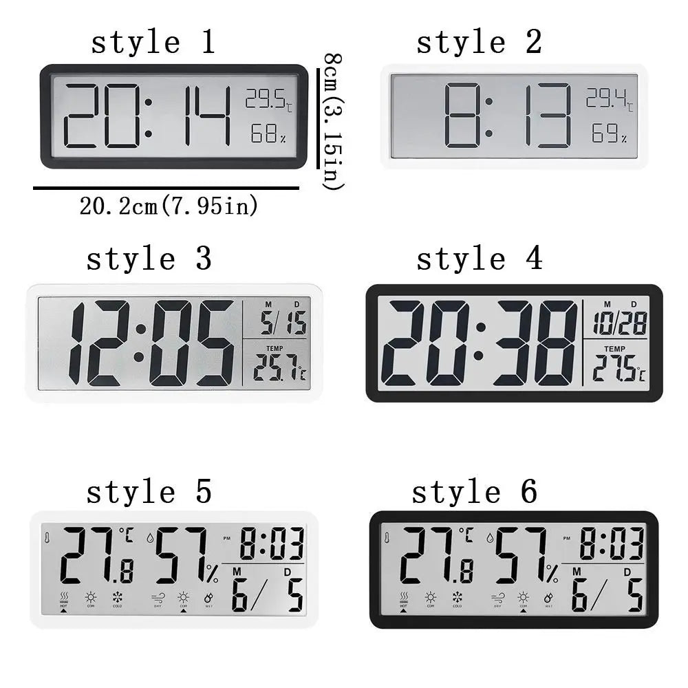Large Screen LCD Digital Wall Clock Temperature Date Week Display Digital Wall Clock Humidity 12/24H Format Desktop Clock