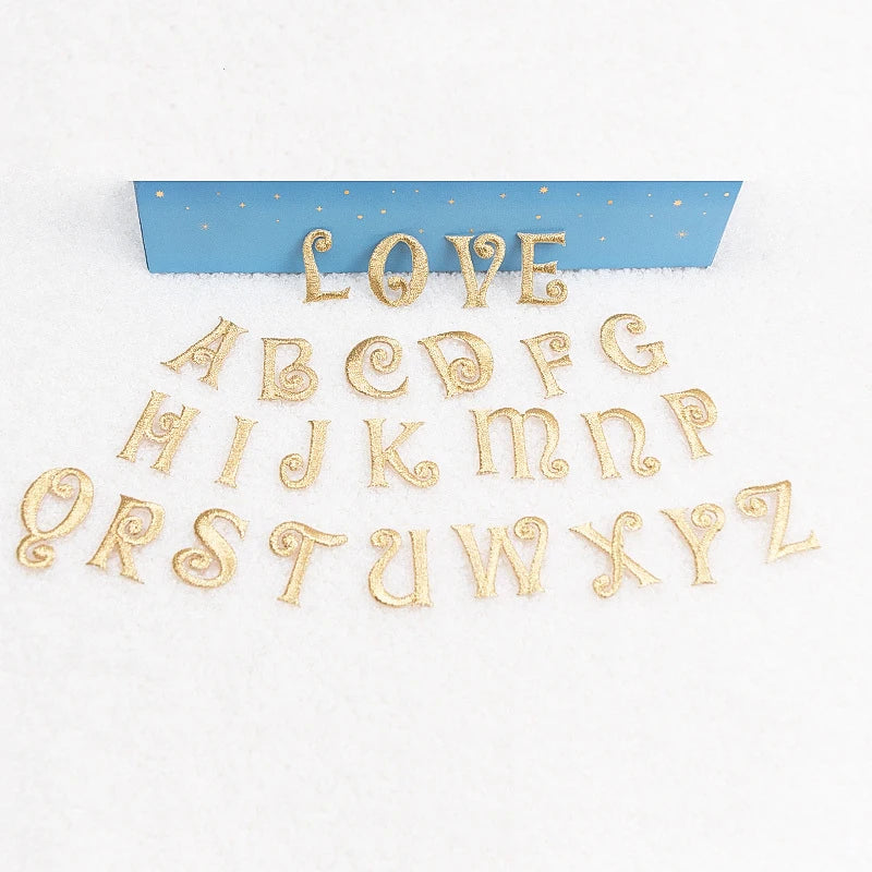 A-Z Exquisite Golden English Letters Patches Iron On Applique For Clothing DIY Accessory Iron Patches For Wedding Decoration