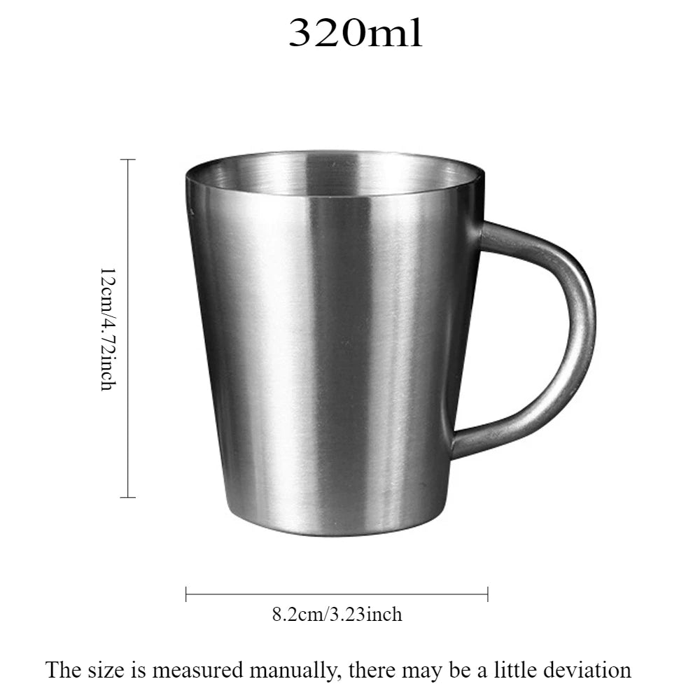 Stainless Steel Cup with Handle Easy To Clean and Reusable Suitable for Office Outdoor Camping Portable Water Cup 300/400ml