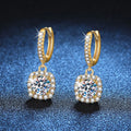 Luxury 100% Real 18k Gold  Women's Classic Square Moissanite Earrings with Diamond Studs
