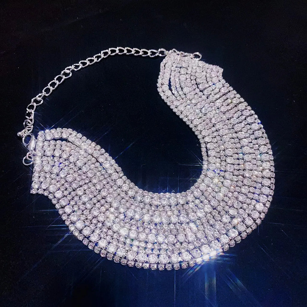 FYUAN Luxury Colorful Crystal Chokers Necklaces for Women Multilayer Gold Color Chain Rhinestone Necklaces Statements Jewelry