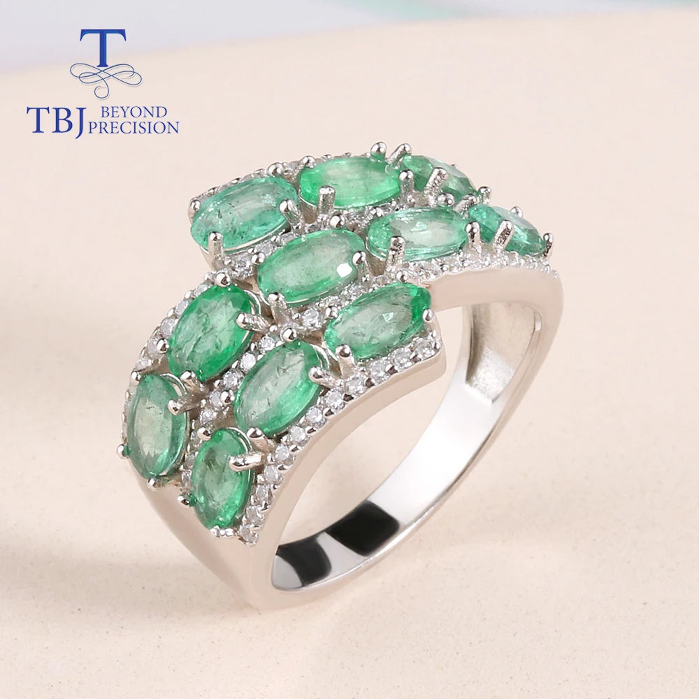 Luxury Natural Zambian emerald Rings 925 sterling Silver fine quality green gems Fine jewelry for women anniversary gift