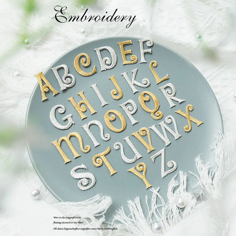 A-Z Exquisite Golden English Letters Patches Iron On Applique For Clothing DIY Accessory Iron Patches For Wedding Decoration