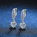 Solid 18K White Gold Platinum PT950 Earrings moissanite earrings classic four claw D color 1 carat Gift for Valentine's Day